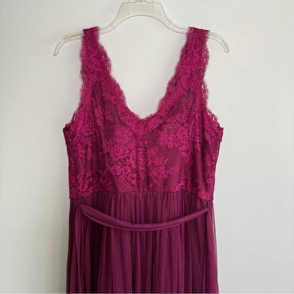 BHLDN Hitherto Sz14 Samantha Purple Lace Chiffon Maxi Dress Bridesmaids Formal - Picture 6 of 12